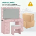 thumbnail image 4 of Yanosaku Vanity Desk with Mirror, 12 LED Lights, 11 Drawers, Chair, 3 Lighting Modes, Adjustable Brightness, Pink, 4 of 7