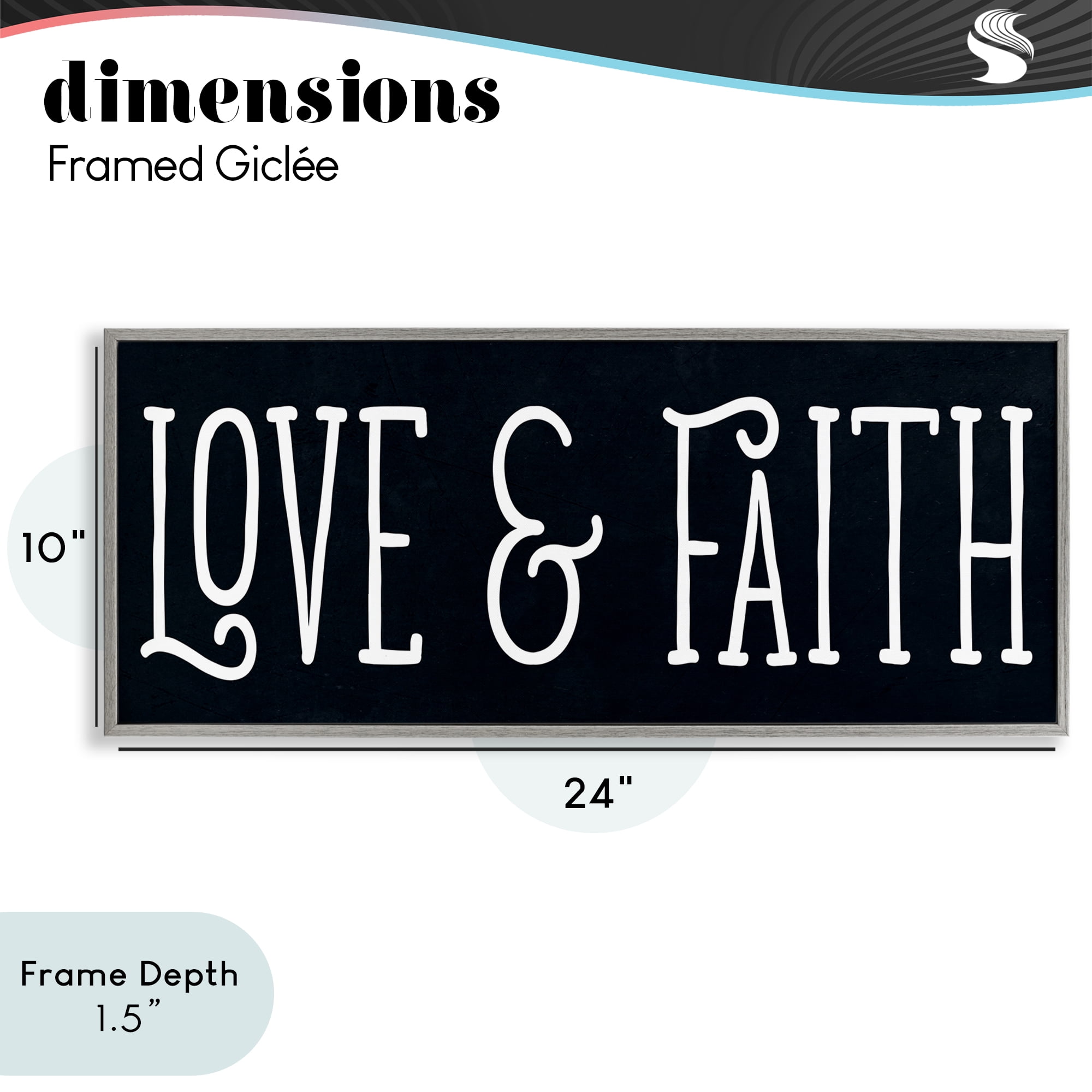 Stupell Industries Love & Faith on Black Gray Framed Giclee Art, design by SD Graphics Studio