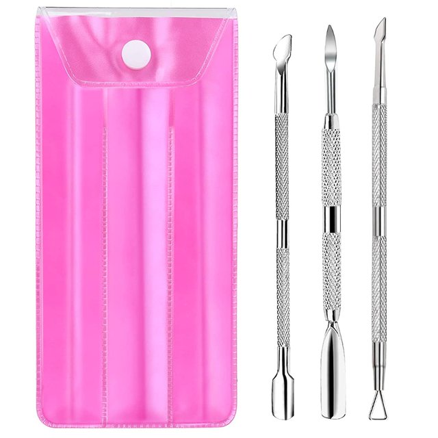 Empujador de cutículas, 3 unidades de gel de esmalte de uñas, removedor de cutículas, pujador de cutículas de acero inoxidable, manicura, pedicura, herramientas de metal, cutícula, peeler raspador, co Afortunado Sencillez