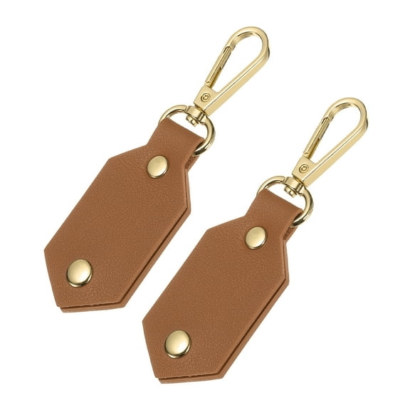 Uxcell 2Pcs Custom Picture Keychain with Leather 11.2cm x 3.5cm Personalized Photo Key Chain for Friend Family, Brown