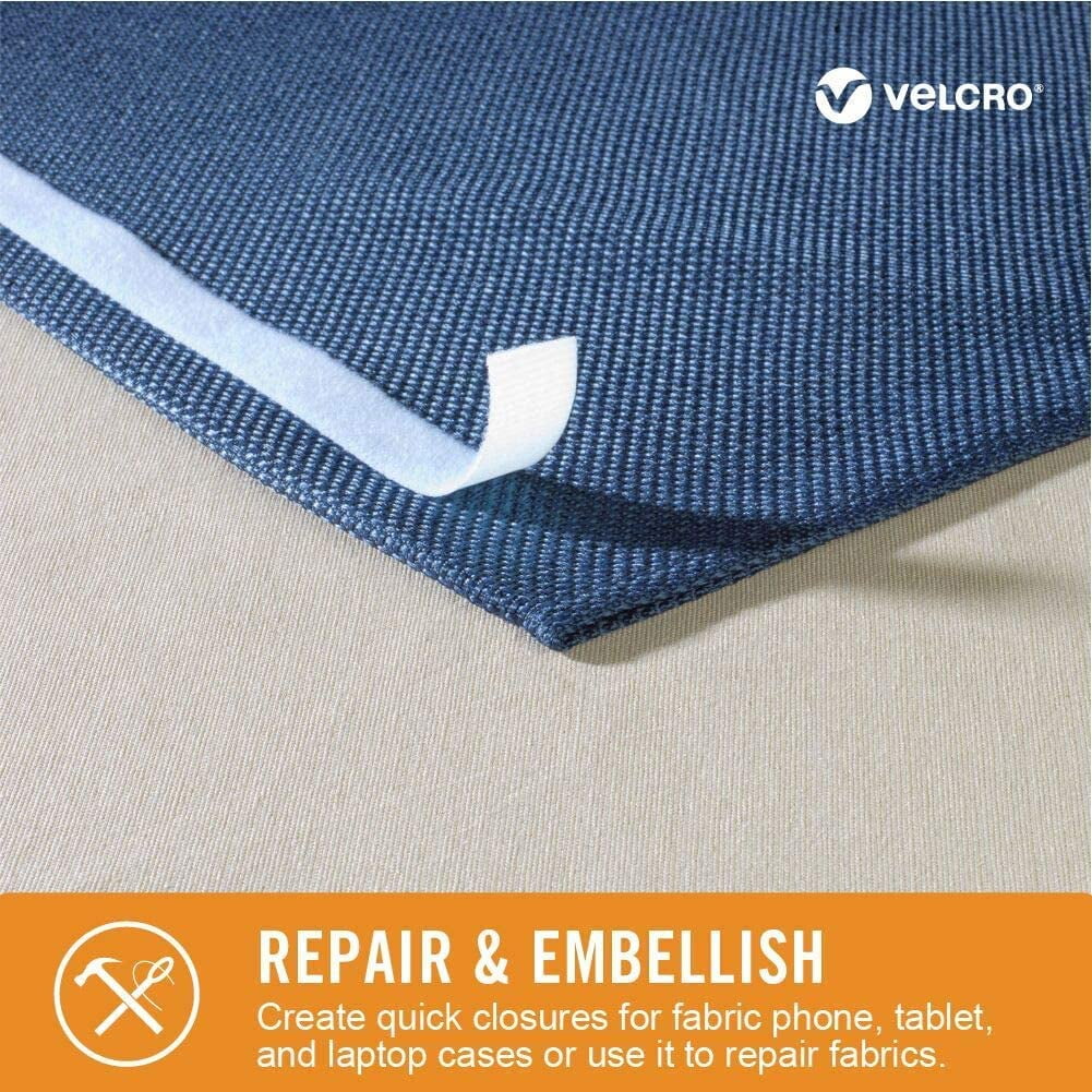 VELCRO Brand Sticky Back for Fabrics White Rectangle Fastener, 6 Pack
