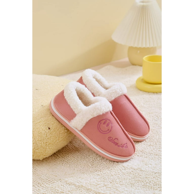 Pink slippers for Women womens slippers wide with pink fuzzy slippers Faux Fur house slippers pink house slippers fluffy cozy warm winter comfy