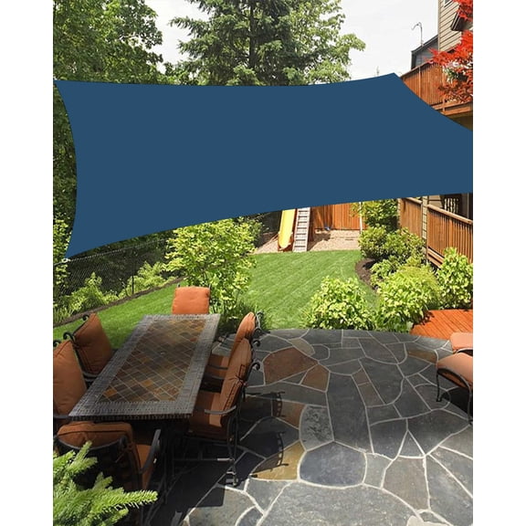 Navy Blue Sun Shade Sail 6.5'X10' Classic Blue Color Solid Background Rustic Farmhouse UV Block Outdoor Sail Shades Breathable Waterproof Rectangular Sunshade for Patio Garden Pool Pergola Porch