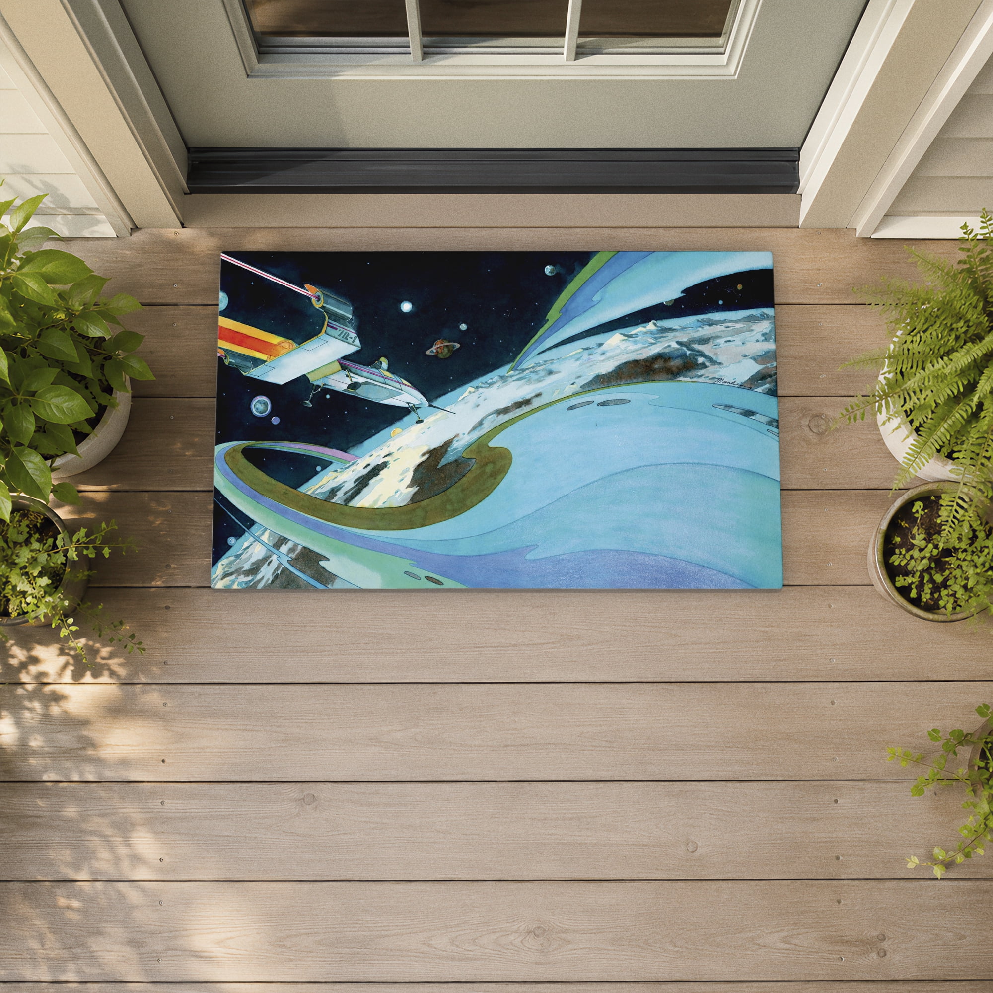 Stupell Industries Futuristic Space Orbit Printed Outdoor Door Floor Mat, design by The Saturday Evening Post