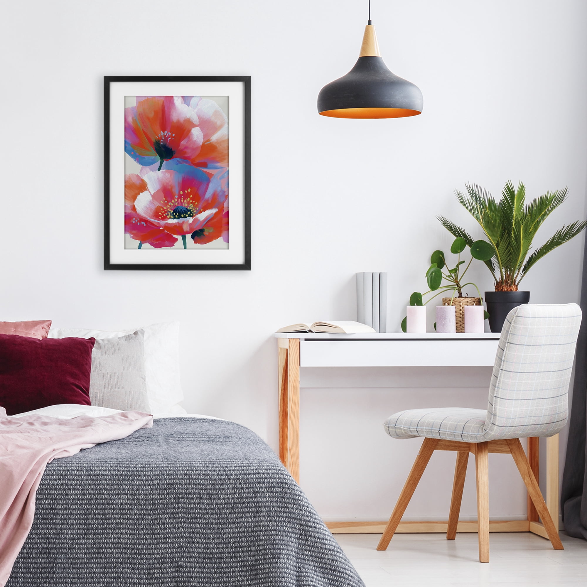 Stupell Industries Poppies in Soft Light Black Framed Print Under Glass, design by Chromatic Storm Studio