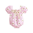 thumbnail image 1 of Bagilaanoe Newborn Baby Girl Summer Clothes 3M 6M 12M 18M Cotton Linen Vintage Floral Romper Square Neck Short Sleeve Bodysuit Jumpsuit, 1 of 9
