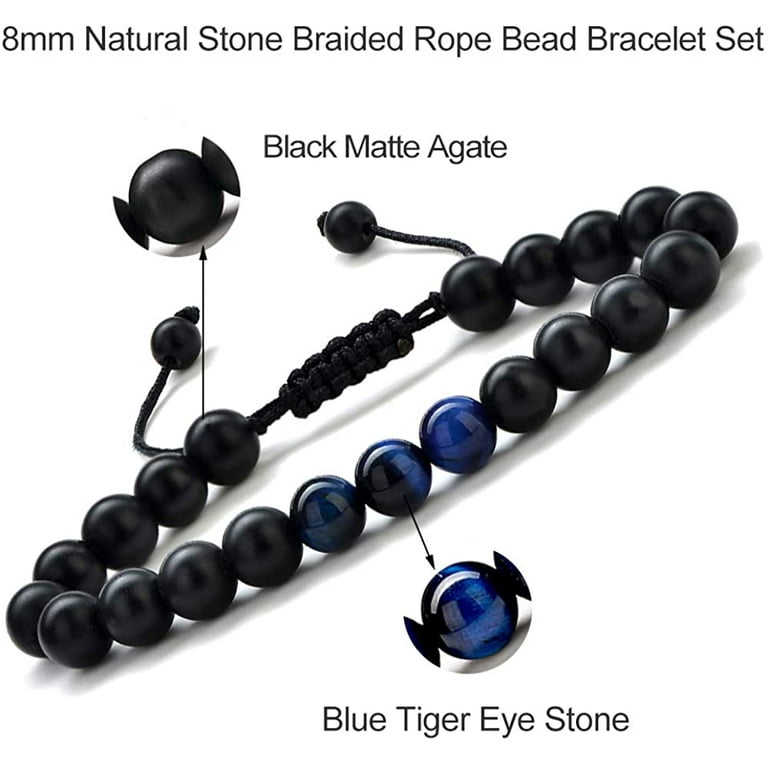 Chockeie Mens Bracelet Gifts - 8mm Tiger Eye Lava Rock Stone Mens