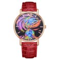 thumbnail image 1 of Caja de aleación Correa de PU Movimiento de cuarzo Reloj de pulsera analógico con esfera redonda Rojo, 1 of 1
