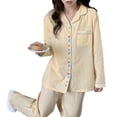 thumbnail image 2 of Conjunto de pijamas para mujer, Conjunto de pijamas de color crema lindo, conjunto de pijamas de piezas, calidad de nivel superior, 2 of 8