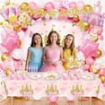 thumbnail image 2 of Heidaman Princess Birthday Party Decorations, Princess Party Decor with Balloon Arch Kit, Banner, Backdrop, Wall Signs, Tablecloth, Plates, Napkins, Forks, Cake Topper, Cupcake Toppers, 2 of 6