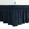 thumbnail image 1 of Subrtex Wrap Around Bed Skirt Elastic Elegant Soft Fabric Ruffled Fade Resistant Replaceable (King, Navy), 1 of 5