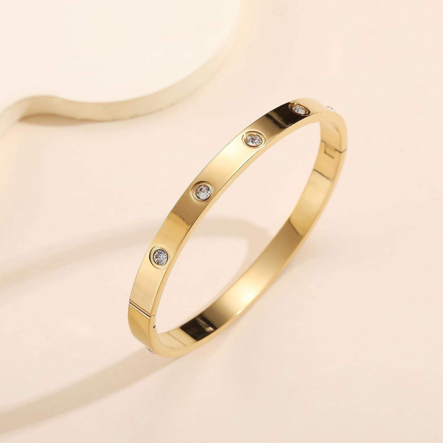 18K Gold Plated Clover Bracelet Love bangle Set for Women - Stack