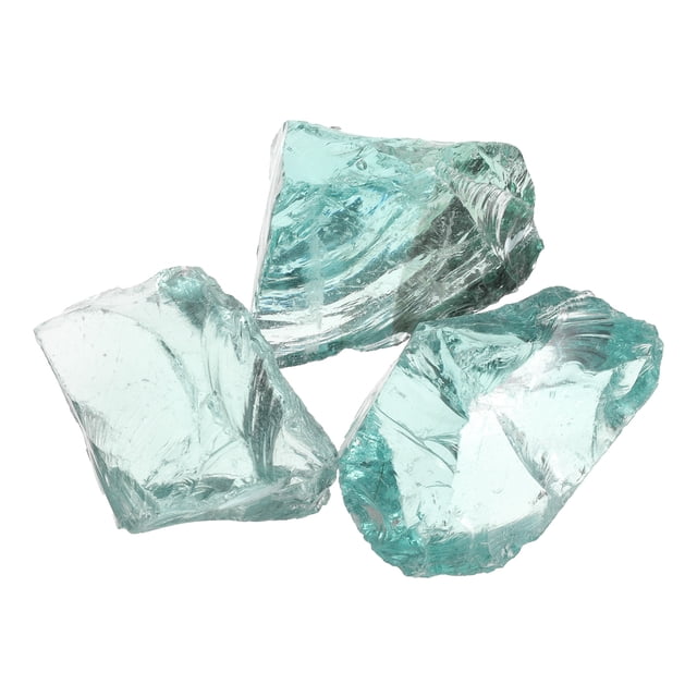 Uxcell Fire Glass for Fire Pit, 1.97"-3.15" High Luster Reflective Glass Rocks, Light Blue