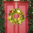 thumbnail image 5 of Tuscom Christmas Wreath for Front Door, Winter Wreath with Red Berries and Pine Cones for Indoor and Outdoor Holiday Decorations, 15.74 inch Green PVC Berry Wreath, 5 of 6