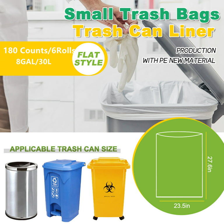 Jasincess 8 Gallon Strong Trash Bags Garbage Bags Small Plastic Bags for Home Office Kitchen - Clear