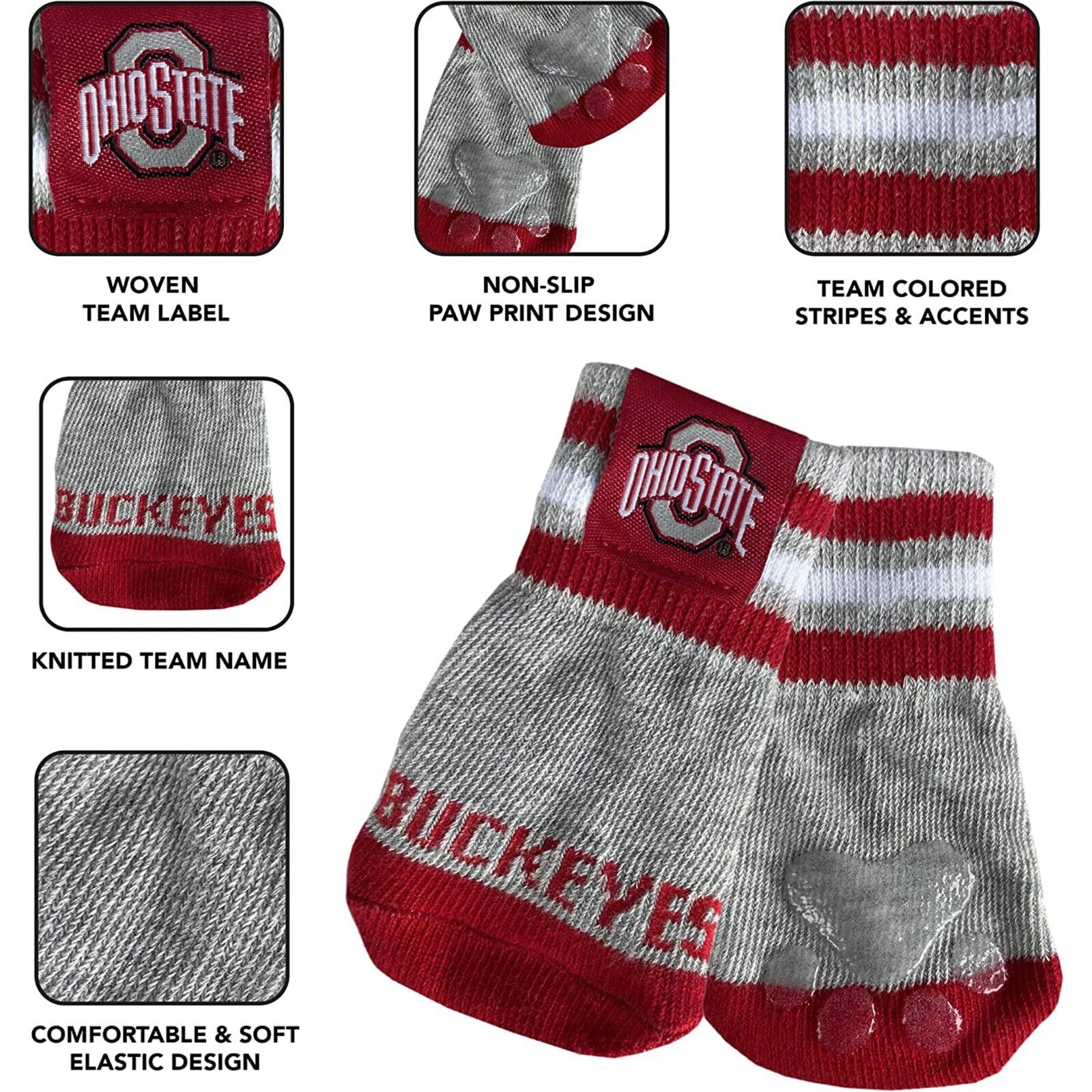 NCAA Anti Slip Dog Socks with Elastic Ribbed Top Indoor/Outdoor Paw Protection