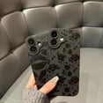 thumbnail image 4 of FZC-for iPhone 16 Case 6.1 Inch 2024, Aesthetic Rose Floral Print Phone Case for Women Girls Men, Slim Silicone Protective Phone Cover for iPhone 16, Black Flower, 4 of 4
