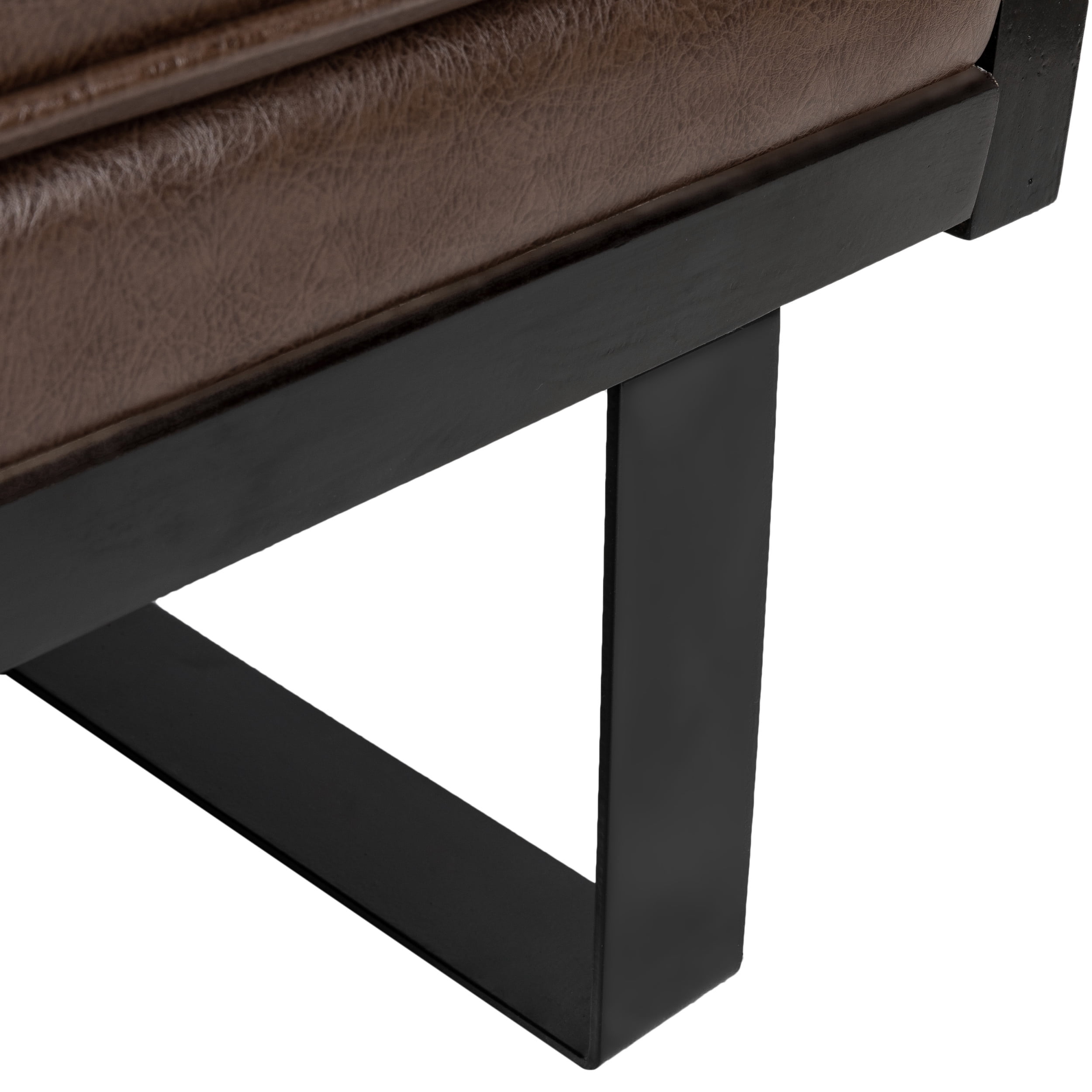 Noble House Gould Indoor Faux Leather Upholstered Oversized Loveseat, Dark Brown and Black