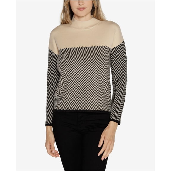 Belldini Womens Embellished Colorblock Pullover Sweater, Multicoloured, Small