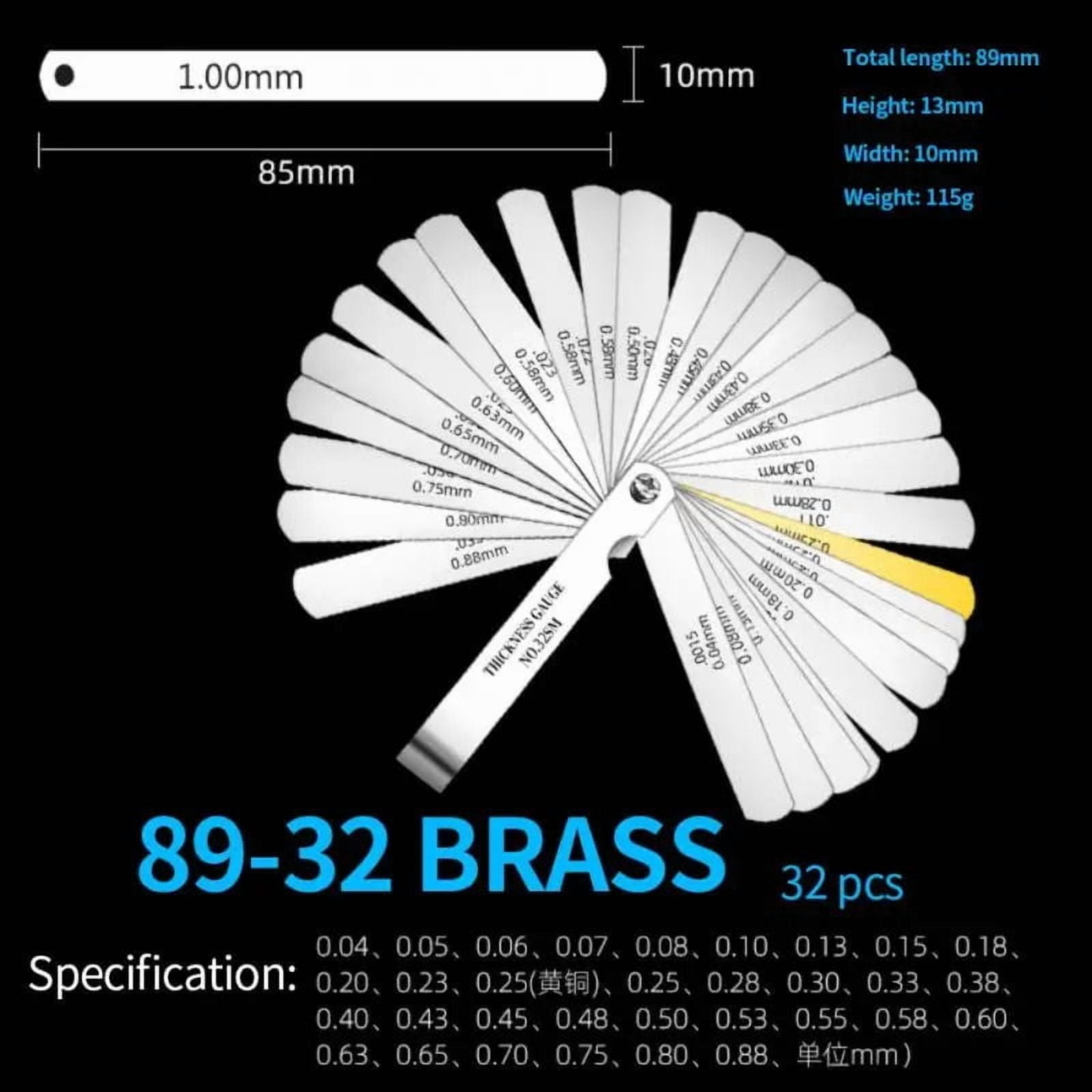 Tools 32 Blades Metric Feeler Gauge 0.04-0.88mm Thickness Gages Gap Filler Feeler Gauges Woodworking Measuring Tools ,Easy Identification