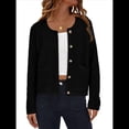 thumbnail image 2 of Suéteres de Punto para Mujer, Moda de Otoño, Larga, Botones, Chaqueta Informal de Moda, Ropa de Invierno. Negro L, 2 of 9