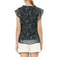 thumbnail image 4 of INSPIRE CHIC Women's Ruffle Floral Casual V Neck Cap Sleeve Summer Tops M Black-B, 4 of 8