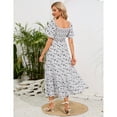 thumbnail image 4 of Yesfashion Maternity Dress Women's Summer Square Neck Smocked Maxi Dress Short Sleeve Pregnancy Dress, 4 of 5