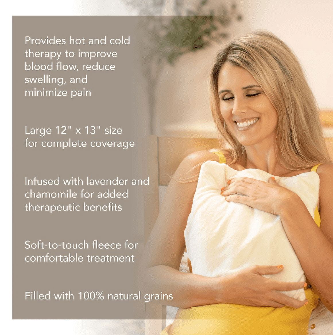 Bed Buddy Microwaveable Heating Pad with Lavender for Back & Neck Pain, Chamomile Scented, White
