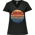 thumbnail image 3 of Inktastic Lake Erie Distressed Retro Sunset Women's Plus Size V-Neck T-Shirt, 3 of 5