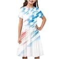 thumbnail image 6 of YUANxueke Girls 4th of July Mini A-Line Dresses Crew Neck Short Sleeve Patriotic Dress Independence Day Outfit for 4-14 Years, 6 of 8
