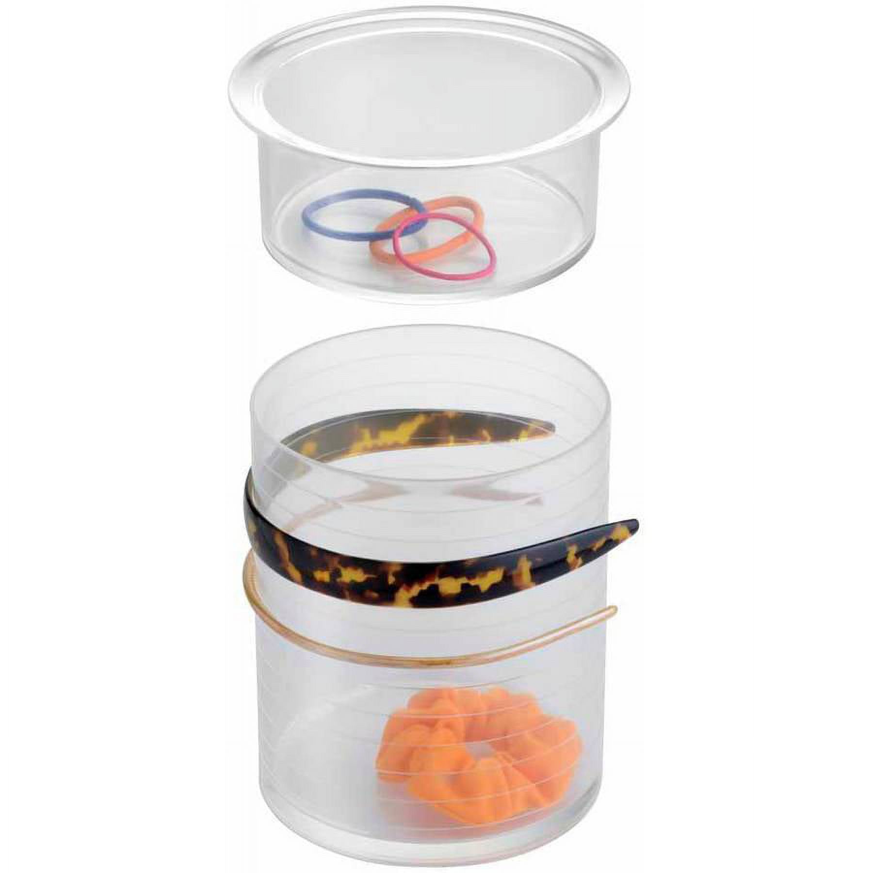 iDesign Hair Tool Organizer Canister for Headbands, Hair Ties and More, The Clarity Collection 6 x 6 x 7 , Clear Accessory Holder
