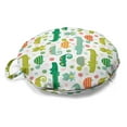 thumbnail image 1 of Cartoon Round Floor Cushion with Handle, Themed Reptile and Amphibian Animals Pattern Frog Gator Turtle, Decorative Pillow for Living Room & Dorms, 18" Round, Multicolor, by Ambesonne, 1 of 4