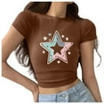 thumbnail image 4 of Rezuofi 2 Pcs Cowgirl Shirt Women Embroidery Western Outfits PU Leather Star Graphic Tees Short Sleeve Tops, 4 of 6