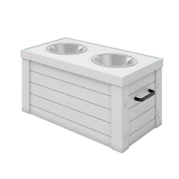 ECOFLEX® Piedmont Elevated Dog Feeder, Two 24 oz. Bowls, Removable Lid Storage, Small to Medium Size Dogs