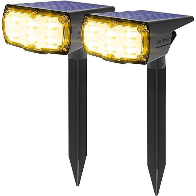 50 LED - 2PCS Outdoor Solar Spotlight, IP67 Waterproof Solar Light, 860LM Outdoor Solar Flood Light with 2 Lighting Modes for Garden, Yard, Driveway, Path, Sidewalk, Patio, Warm White