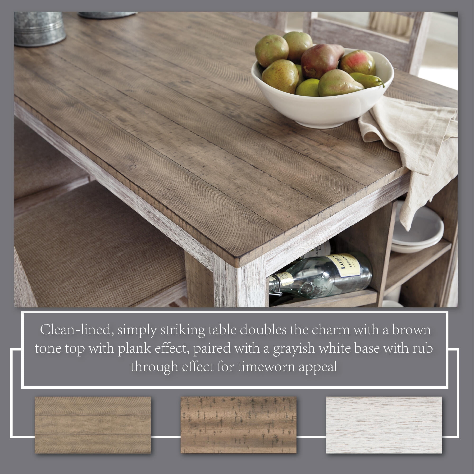 Signature Design by Ashley Casual Skempton Counter Height Dining Table  White/Light Brown