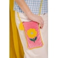thumbnail image 2 of Velvet Flower Phone Pouch - Pink & Yellow,iPhone 16 Pro Max, 2 of 6