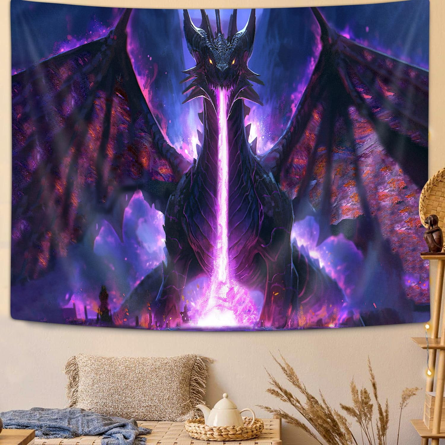 Dragon Tapestry, Art Wall Hanging, Gamer Home Decor – dnds