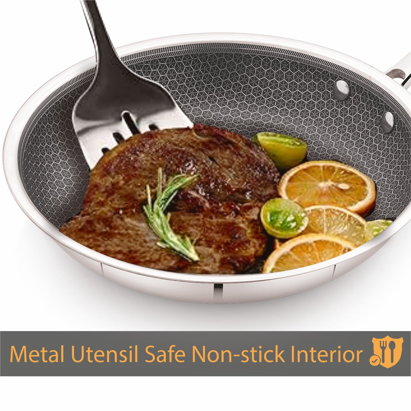 Mainstays 12 in Tri-Ply Stainless Steel Hybrid Non-Stick Fry Pan with Cool Touch Handle