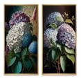 thumbnail image 2 of Designart "Purple Retro Hydrangea Blossoming I" Floral Framed Wall Art Set Of 2 - Traditional Purple Gallery Wall Frame Set For Home Decor, 2 of 6