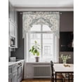 thumbnail image 3 of Beige Boho Floral Swag Valances for Windows, Small Curtains Drapes, Medieval Vintage Ethnic Flower Abstract Kitchen Window Curtains Over Sink Window Treatment Valance for Bedroom/Bathroom 56"x36", 3 of 5