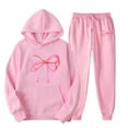 thumbnail image 4 of HOWPAY Sweatsuits Women 2 Piece Outfit Bow Printed Valentines Long Sleeve Hoodies Pullover and Jogger Sweatpants Tracksuits Casual Soft Comfy Lounge Sets Pink M, 4 of 4