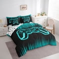 thumbnail image 3 of Castle Fairy Teens Video Game Twin Bedding Sets,Honeycomb Stripes Bedding Comforter Set, 3 of 8