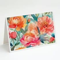 Peonies in Watercolor Greeting Cards and Envelopes Pack of 8 7 in x 5 in