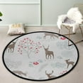 thumbnail image 2 of FREEAM Kids Round Nursery Area Rug 5 ft Deer in The Winter Forest Non Slip Play Mats for Kids Boys Girls Playing Room Living Room, 2 of 6