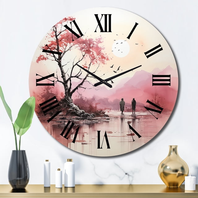 Designart "Experiment With Contemporary Art painting" Landscapes Oversized Wall Clock