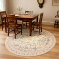 thumbnail image 4 of Round 6'x6' Washable Area Rug, Soft Floral Bedroom Rug, Bohemian Non-slip Living Room Rug, Pink Floral, 4 of 8