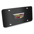 thumbnail image 2 of iPick Image for Cadillac Crest 3D Logo on Black Carbon Fiber Pattern Stainless Steel License Plate, Official Licensed, 2 of 5