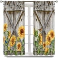 thumbnail image 2 of Sunflower Curtains, Vintage Rustic Farm Wood Panel Watercolour Sunflower Plant Flower Butterfly Blackout Windows Treatments, Thermal Insulated Drapes For Boys Girls Bedroom Living Room 42x63in, 2 of 6