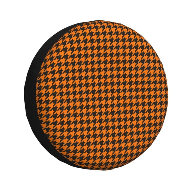 Balery Black And Orange Houndstooth Cubiertas para Neumáticos - Protector Resistente para Neumáticos de Camioneta, SUV, Remolque, Camper y RV-15 inch